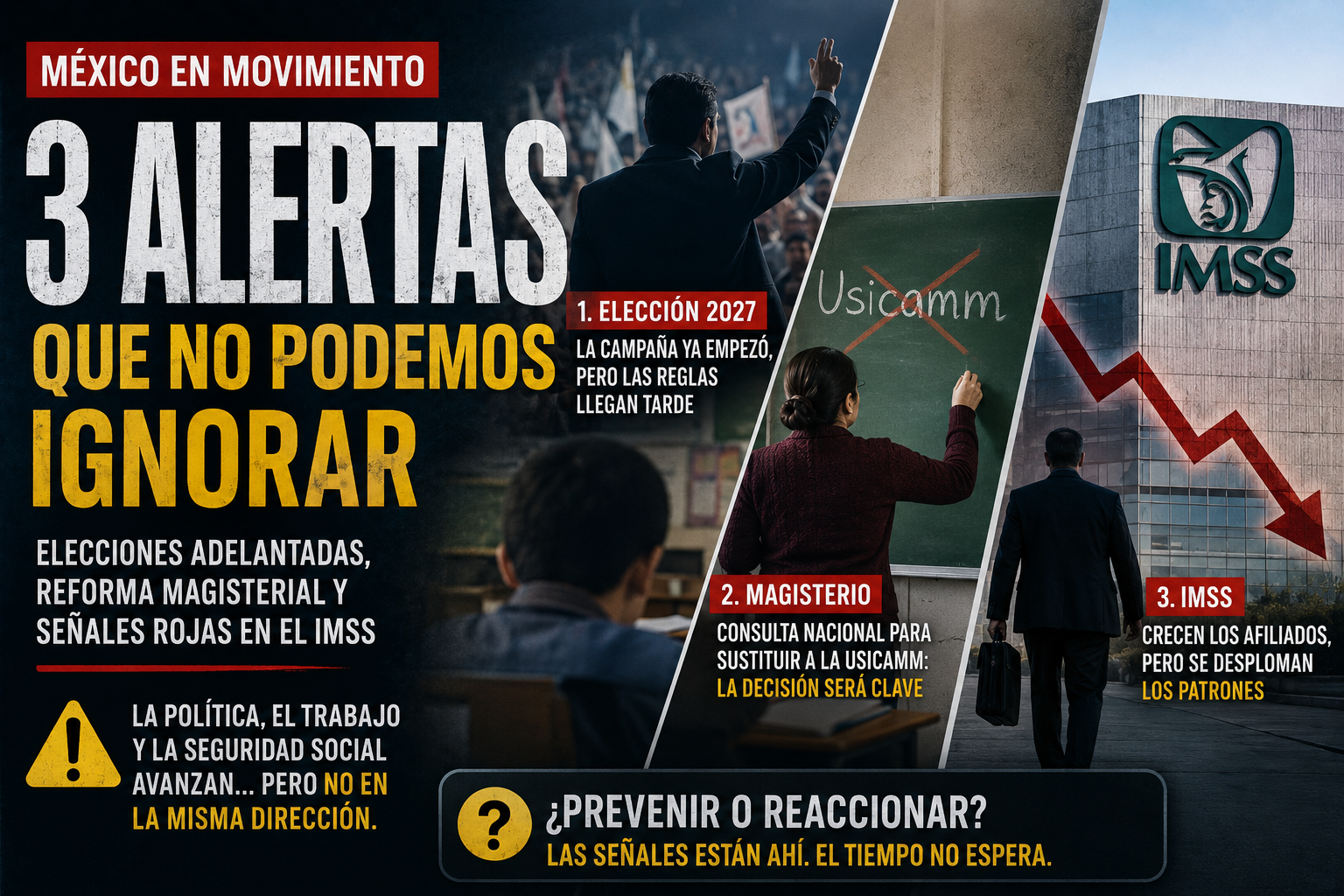 La elección se adelanta, el magisterio reabre la disputa y el IMSS pierde patrones: tres alertas que México no puede ignorar